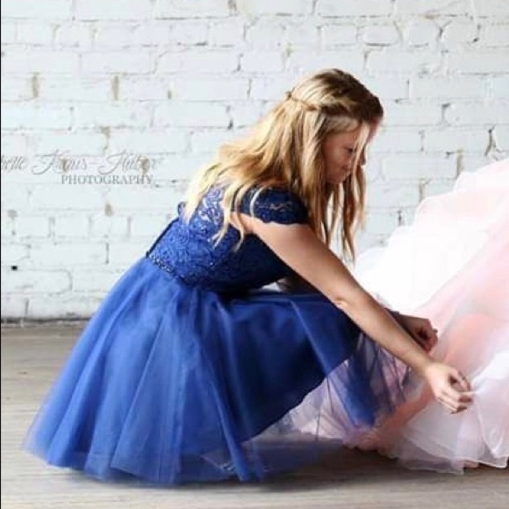 Royal blue, off the shoulder dress!
